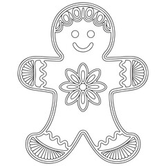Christmas Ornament, Mandala Gingerbread Man, silhouette zendoodle illustration. template for craft, vinyl, paper cutting, t-shirt design
