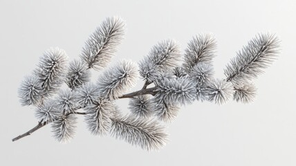 Snow-Covered Pine Branch: Winter Nature Still Life