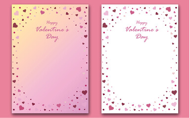 A minimalist Valentine's Day card with a single heart and a heartfelt message pink background with hearts  