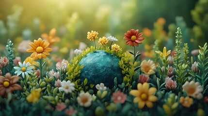 A vibrant animation showing the Earth being cared for by hands planting trees and flowers