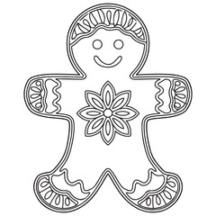 Christmas Ornament, Mandala Gingerbread Man, silhouette zendoodle illustration. template for craft, vinyl, paper cutting, t-shirt design