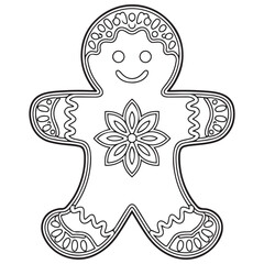 Christmas Ornament, Mandala Gingerbread Man, silhouette zendoodle illustration. template for craft, vinyl, paper cutting, t-shirt design