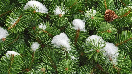 Fototapeta premium Snow-Covered Fir Branches: Winter Holiday Background
