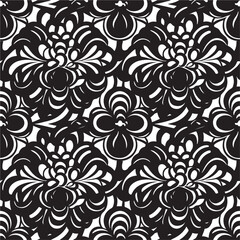 Flower pattern on a light beige background. Damask Pattern.