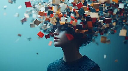 An animation of books floating above a readers head, representing book recommendations and stories