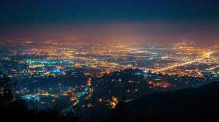 Night Lights Cityscape from Mountaintop