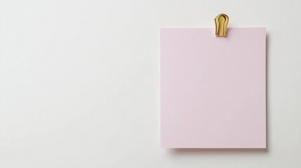 A blank paper note with a golden push pin at the top corner