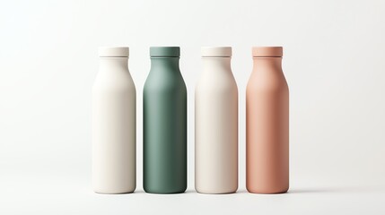 Stylish biodegradable water bottle, soft textures, minimalist sustainable concept