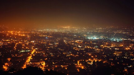 Fototapeta premium Night Cityscape: A Breathtaking View of Los Angeles at Night