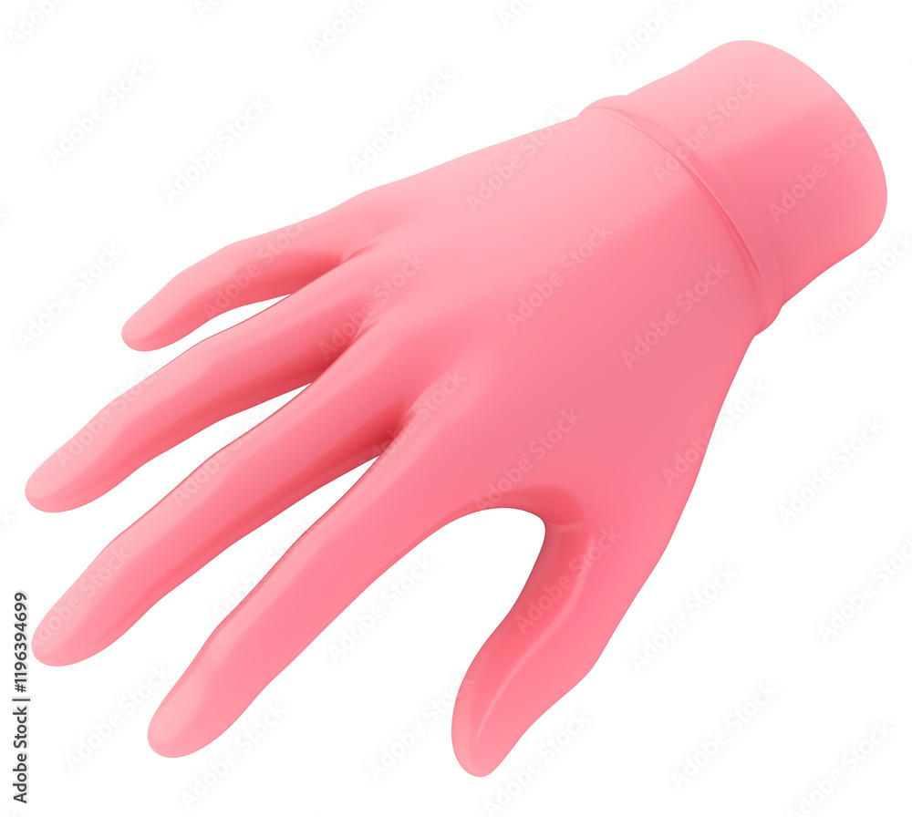 Aufkleber pink rubber hand with flexible features is isolated on transparency background, showcasing its smooth texture and realistic design