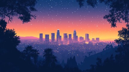 Los Angeles Nightscape: A City of Angels Under the Stars