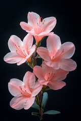 Obraz premium Pink Azalea Blooms Against Dark Background