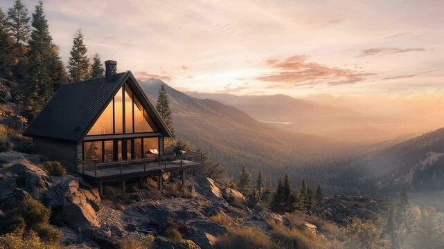 cabin in the hill with mountain view