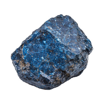 vibrant blue cobalt ore rock with rough texture, isolated on transparency background, showcasing its natural mineral formation