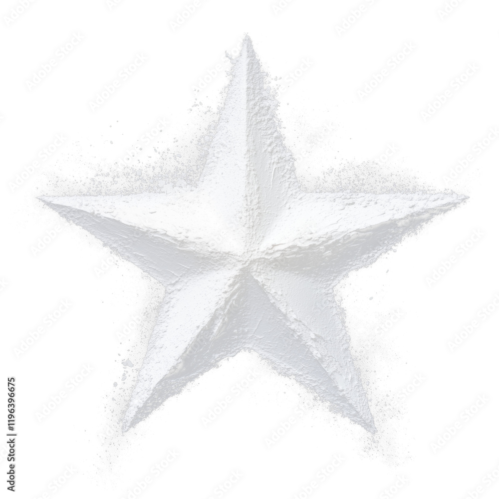 Aufkleber white star with dry brush texture is isolated on transparency background, creating striking contrast