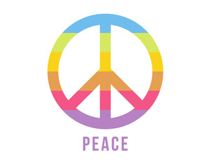 Rainbow circular peace symbol line icon, representation of peaceul