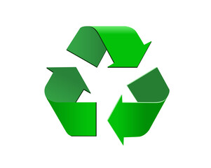 Obraz premium Green universal recycling symbol icon, three arrows pointing clockwise in a triangular formation