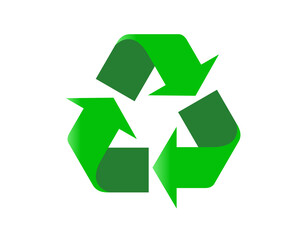 Obraz premium Green universal recycling symbol icon, three arrows pointing clockwise in a triangular formation