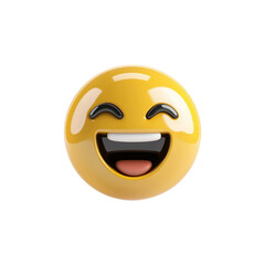 3D emoji with joyful expression in honey gold, isolated on transparency background, radiates happiness and positivity