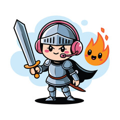 A cartoon-style knight character with a silver armor