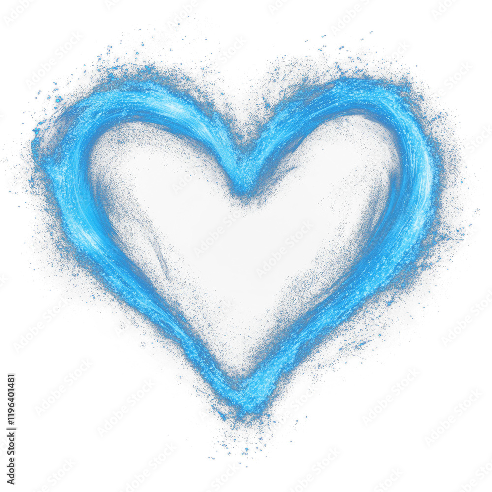 Aufkleber glowing electric blue heart with neon like brush effects isolated on transparency background, creati