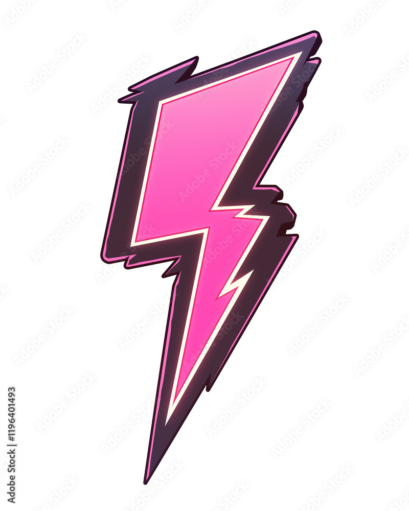 Aufkleber vibrant pink lightning bolt with glowing outline stands out against transparency background, creatin