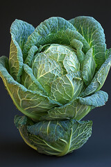 Obraz premium A Single Head Of Fresh Green Cabbage
