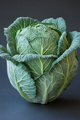 Obraz premium A Single Head Of Green Cabbage On Display