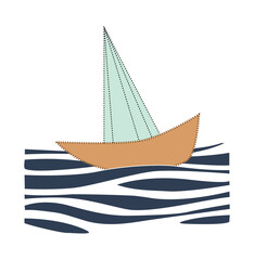 Boat floating on sea wave graphics vector art work