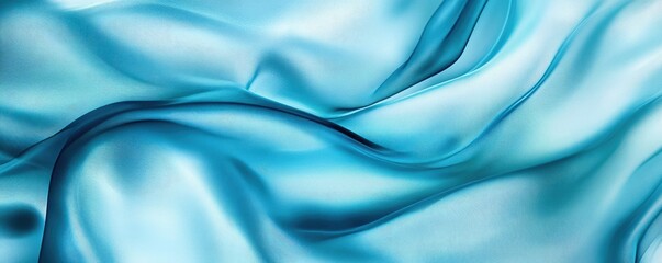 Obraz premium A vibrant, flowing texture of soft blue fabric, showcasing elegant waves and a silky sheen, perfect for fashion and interior design aesthetics.