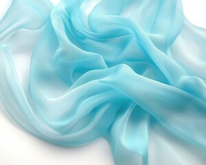 Fototapeta premium A delicate, flowing fabric in a soft blue hue, showcasing gentle folds and a lightweight texture, perfect for fashion and decor.
