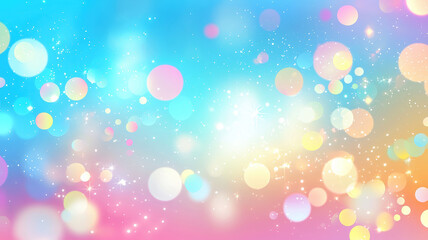 Obraz premium Colorful bokeh lights on soft pastel gradient background for dreamy and magical visual effects