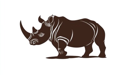 Fototapeta premium Majestic Rhino Silhouette: A Powerful Symbol of African Wildlife