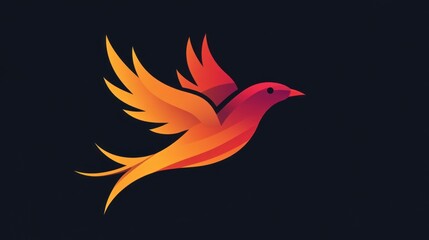 Obraz premium Fiery Bird in Flight: A Gradient Logo Design