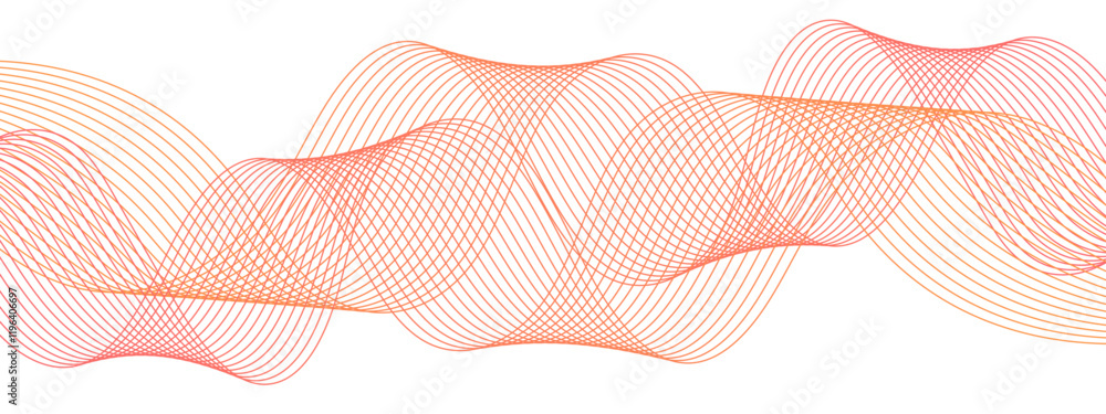 Poster Technology Abstract wave Energy flow Frequency digital wavey lines. Waveform Pattern with Red and Pink Gradients . Futuristic Curved Line Art for Modern Backgrounds and Creative Design