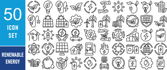 Renewable energy related Icon set