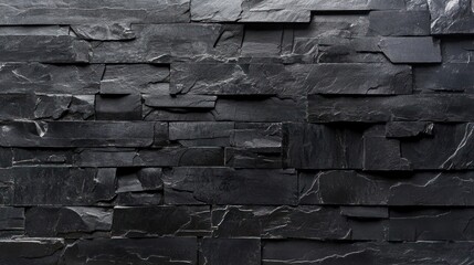 Dark Slate Stone Wall Texture Background: Black Stone Veneer
