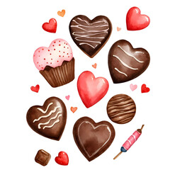 Valentine Chocolate Gift Box Clipart– Romantic Treats in Heart-Shaped, Valentine's Day Invitation Card Decoration