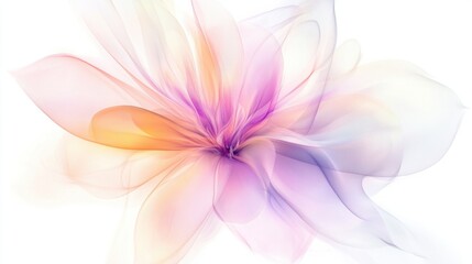 Fototapeta premium A soft abstract flower with blurred edges and pastel hues, creating a dreamy effect, isolated on white
