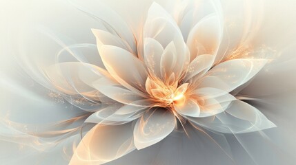 Obraz premium A soft, ethereal abstract flower with translucent white petals and a faint glow, isolated on a light background