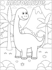 Obraz premium Cute coloring book with dinosaur