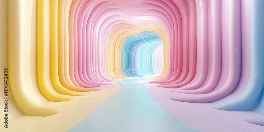 Aufkleber vibrant abstract tunnel of soft colors and fluid forms inviting exploration through gentle curves an