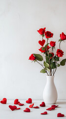 rose flower in white pot