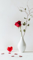 rose flower in white pot