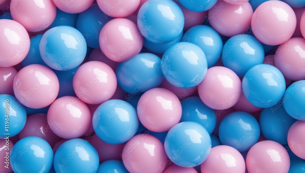 Poster vibrant collection of blue and pink smooth spheres creating a colorful playful background design for