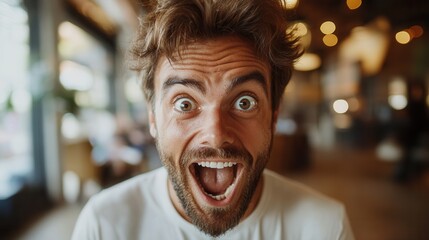 Humorous Expressions of a Man, playful antics and exaggerated facial expressions, capturing lighthearted moments of joy and spontaneity