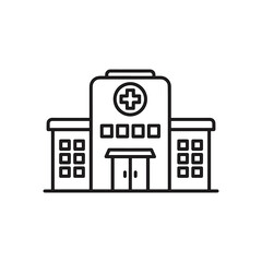 clean and modern icon of a hospital building, symbolizing medical care, healthcare services, and emergency response