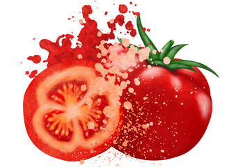 image of fresh red tomato vegetable plants with splash water