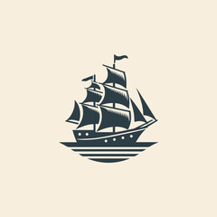 Vintage sailing ship logo