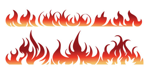 Flame fire border frame silhouette template vector illustration clipart